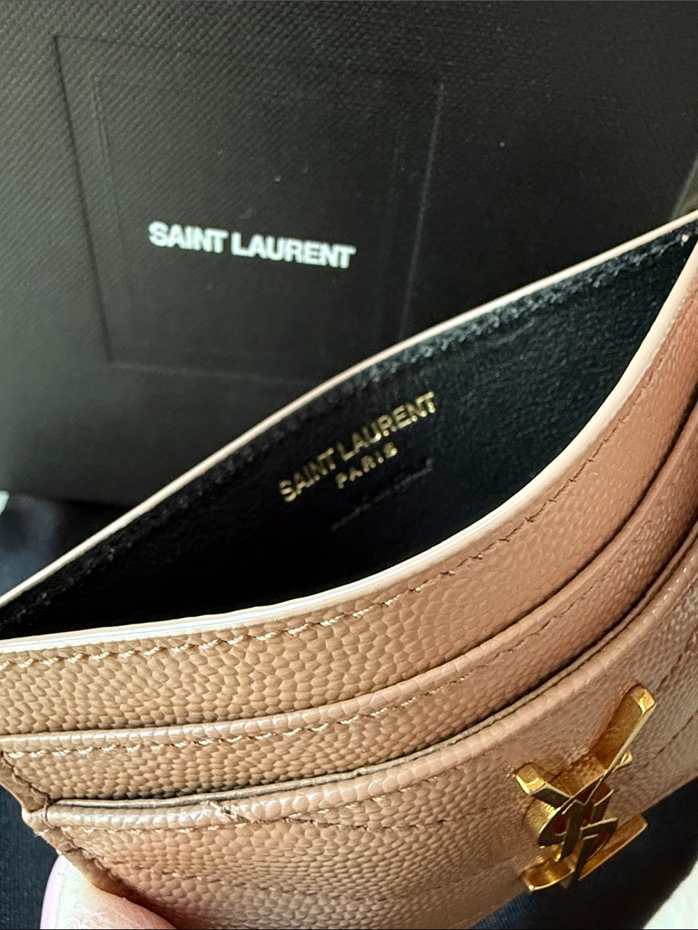 NWT, Saint Laurent YSL Monogram Card Holder – Grain de Poudre Leather - Picture 4 of 8